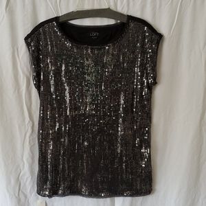 Loft Sleeveless Black Sparkle Top. NWT